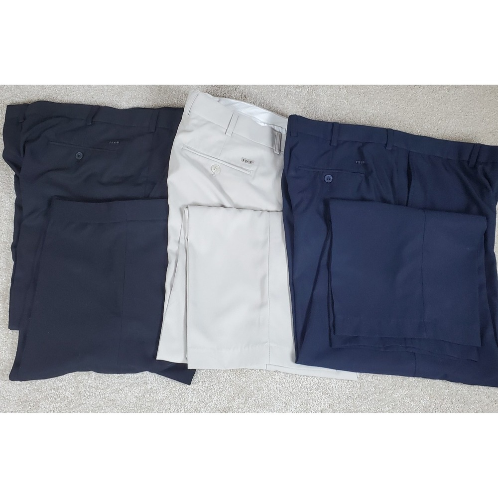 IZOD Golf Pants Men's 38X30 Actual 38X29, 29.5 30 Navy Cream Black RdDescription